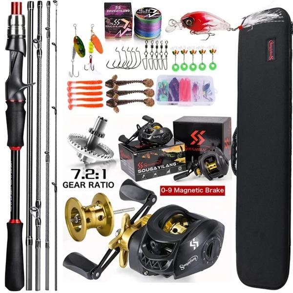 Sougayilang-カーボンファイバー釣り竿とリール,シーバス,パイク,最大抗力8kg, 1.8 m, 2.1m
