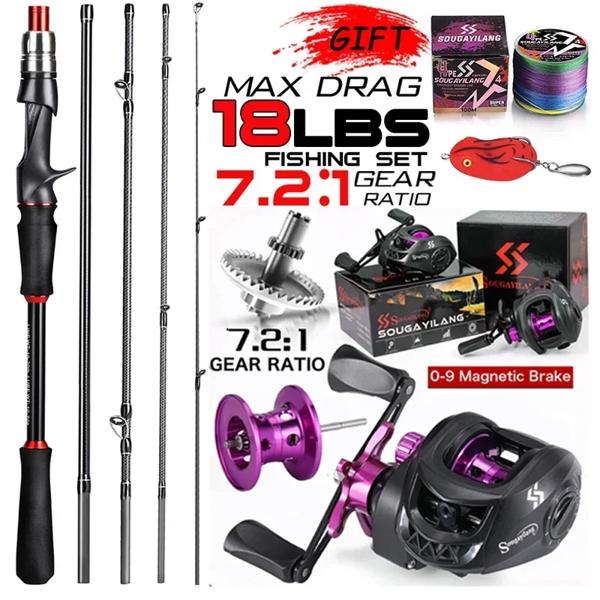 Sougayilang-カーボンファイバー釣り竿とリール,シーバス,パイク,最大抗力8kg, 1.8 m, 2.1m