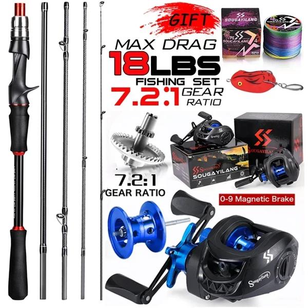 Sougayilang-カーボンファイバー釣り竿とリール,シーバス,パイク,最大抗力8kg, 1.8 m, 2.1m