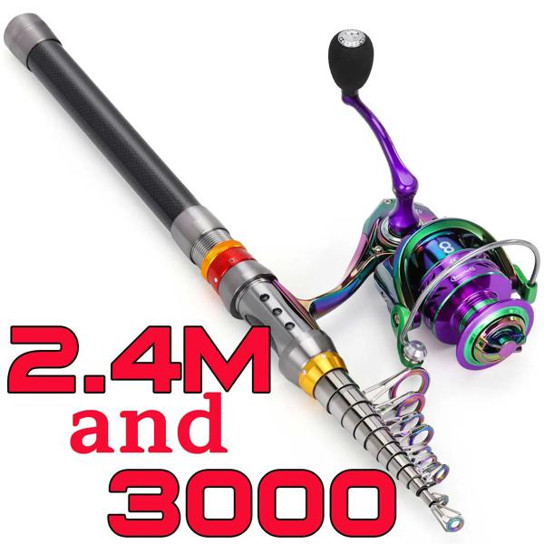 Sougayilang-伸縮式釣り竿とリールのセット,海釣り用,ギア比5.0:1,ビーチフィッシング用スピニングリール,1.8m〜3.6m