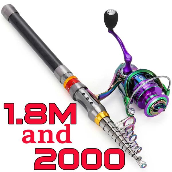 Sougayilang-伸縮式釣り竿とリールのセット,海釣り用,ギア比5.0:1,ビーチフィッシング用スピニングリール,1.8m〜3.6m
