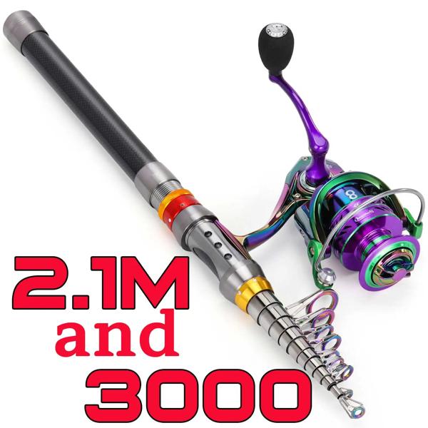 Sougayilang-伸縮式釣り竿とリールのセット,海釣り用,ギア比5.0:1,ビーチフィッシング用スピニングリール,1.8m〜3.6m