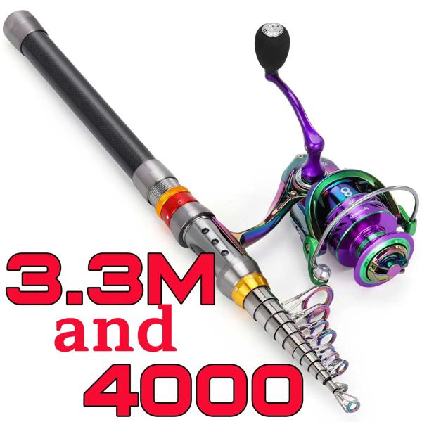 Sougayilang-伸縮式釣り竿とリールのセット,海釣り用,ギア比5.0:1,ビーチフィッシング用スピニングリール,1.8m〜3.6m