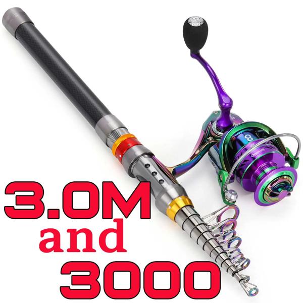 Sougayilang-伸縮式釣り竿とリールのセット,海釣り用,ギア比5.0:1,ビーチフィッシング用スピニングリール,1.8m〜3.6m