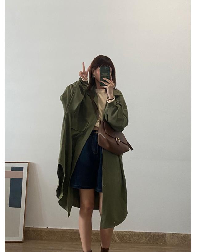 アウター 上着 トレンチコート ミモレ丈 ロング丈 長袖 ドロップ