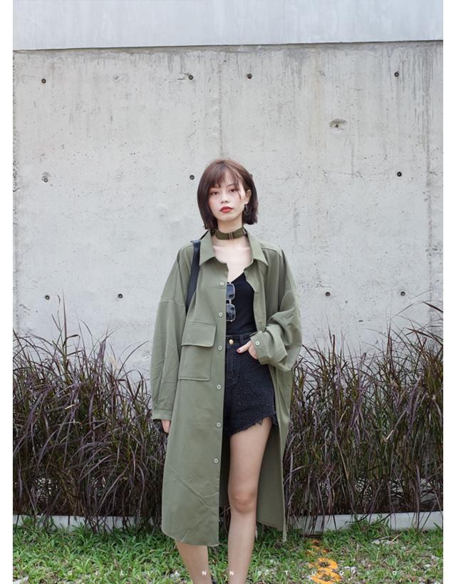 アウター 上着 トレンチコート ミモレ丈 ロング丈 長袖 ドロップ