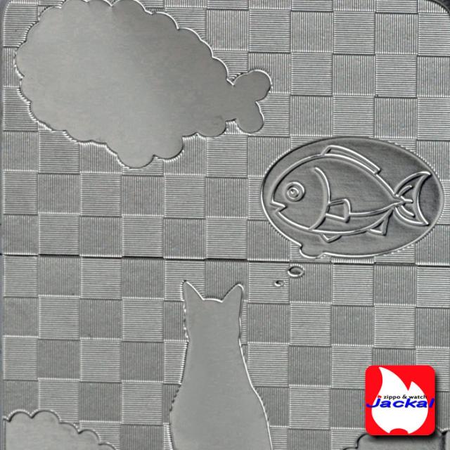 zippo(ジッポーライター)ネコと雲 ブラッシュクローム メタルプレート貼り 画像2