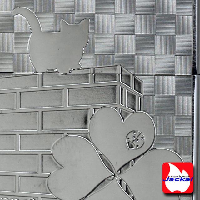 zippo(ジッポーライター)ネコと天道虫 ブラッシュクローム メタルプレート貼り 画像2