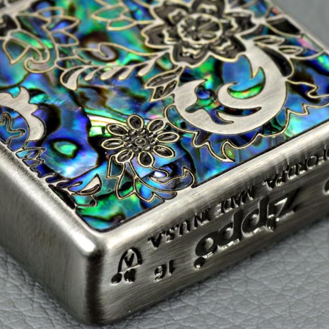 zippo(ジッポーライター)アーマー モザイク シェル アンティークニッケル B柄 画像4