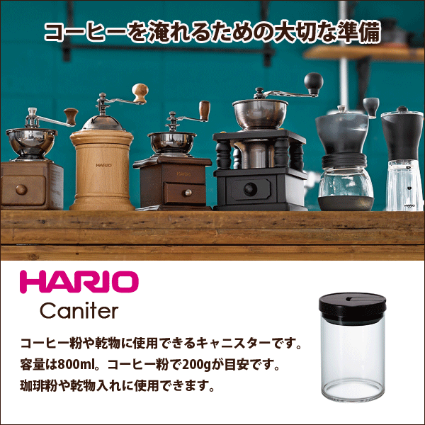 HARIO ハリオ 珈琲キャニスター Mサイズ 満水容量800ml （1個）コーヒー粉 保存 容器 MCNR-200B｜au PAY マーケット