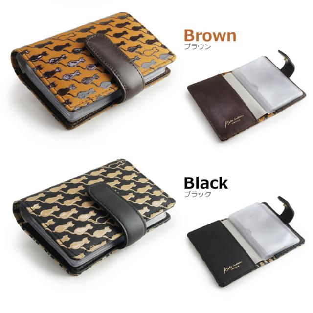 説明6カードケース レディース 本革 カード入れ ボタン 日本製 印伝 猫柄 Cat'sリーズ【古都印伝】大容量 idカードケース 名刺入れ ねこ ネコ 革財布 鹿革 牛革 漆 国産 上質 高級 母の日 敬老の日 女性 キュート かわいい