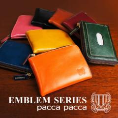 【送料無料】艶やかな天然牛革としっとり素上げ馬革を使用したカラフルメンズ定期入れ付L字ファスナー財布【pacca pacca】紳士・カジュアル・フォーマル・光沢・ナチュラル