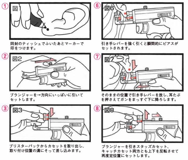 ピアッサー 【両耳用】 耳たぶ 20G 1/100秒瞬間ピアッサー ピナック 医療用ステンレス(3mmボール)(1個売り) オマケ革命 の通販