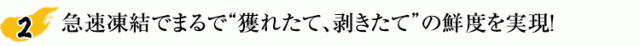 急速冷凍でまるで“獲れたて、剥きたて”の鮮度を実現