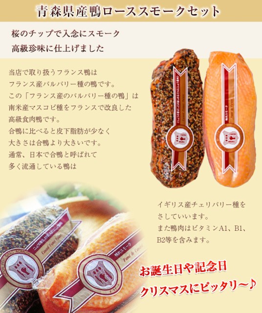 青森県産鴨ローススモークセットメイン画像2