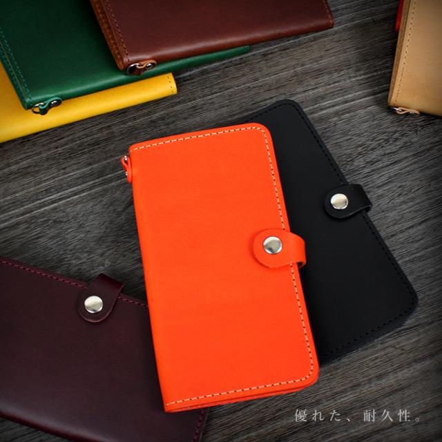 スマホケース 手帳型 全機種対応 本革 レザー ブッテーロ シンプル