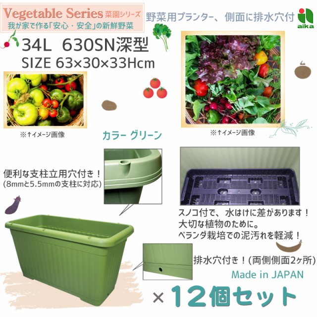 人気ブランド 野菜 プランター 菜園 34l 630sn深型 12個セット 63 30 33h Cm 深型 スノコ付 グリーン アイカ Aika 法人のみ配送 送料無料 楽天市場 Bayounyc Com