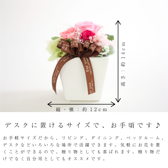 プリザーブドフラワー 『pour vous プールヴー』サイズ