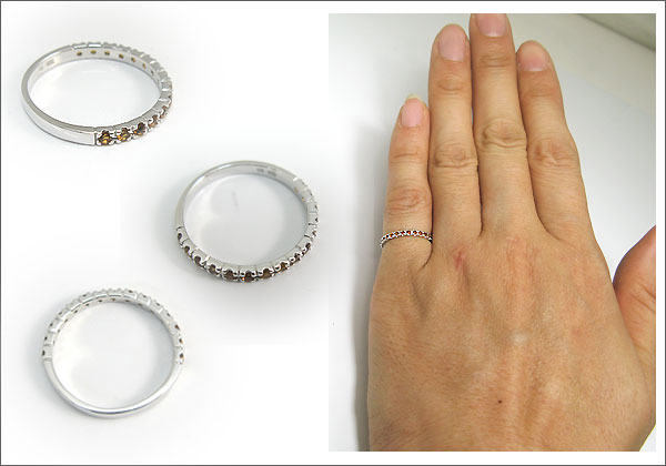 シトリンリング・プラチナ・ピンキーリング・ハーフエタニティ