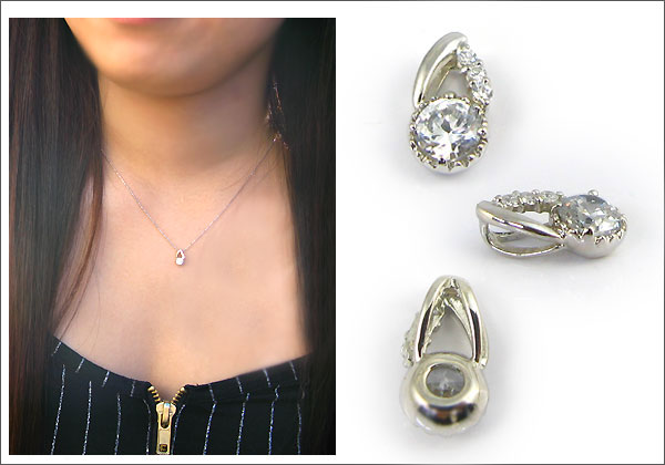 ダイヤモンドペンダント:K18ゴールド:シンプル:ペンダントネックレス:カットボールチェーン