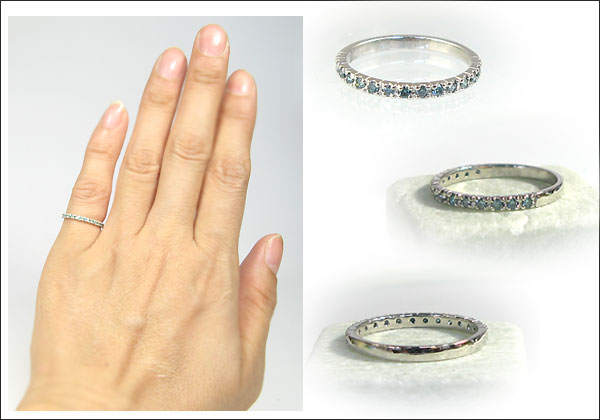 エメラルドリング・K18・ピンキーリング・ハーフエタニティ