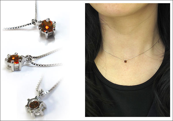 ガーネット・ネックレス・プラチナ・一粒・ペンダント