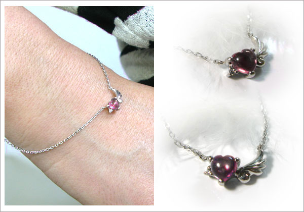 ハート 羽根 ブレスレット