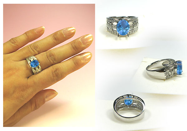 k18ゴールド・ブルートパーズリング・ダイヤモンド・指輪