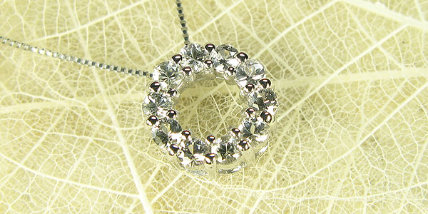 彼女の胸元に輝く、永遠の愛の証…【エタニティペンダント】9月誕生石 ホワイトサファイア フル エタニティ ペンダント K10【K18 変更可能】/送料無料 girlish