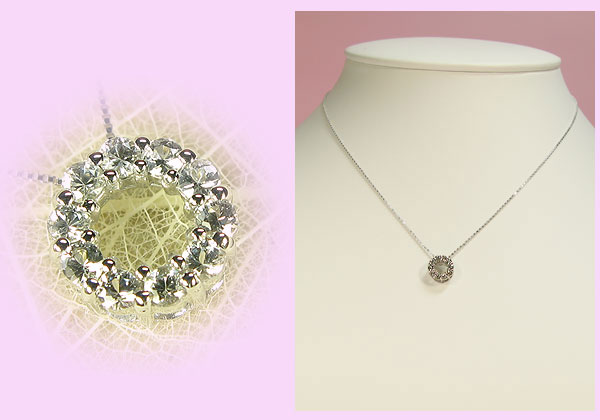 彼女の胸元に輝く、永遠の愛の証…【エタニティペンダント】9月誕生石 ホワイトサファイア フル エタニティ ペンダント K10【K18 変更可能】/送料無料 girlish