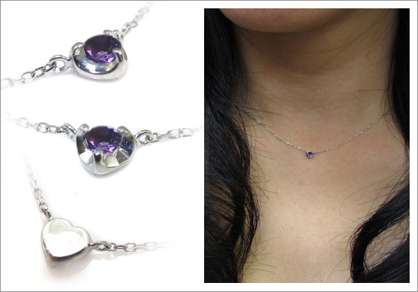 ハート アメジスト ペンダント