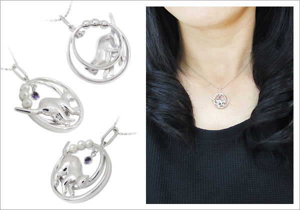 月,ネコ,ペンダント