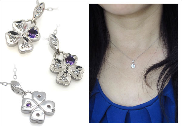 誕生石,四つ葉,ネックレス