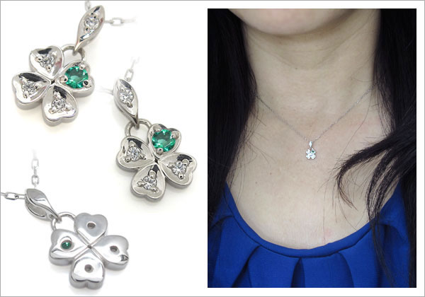 誕生石,四つ葉,ネックレス