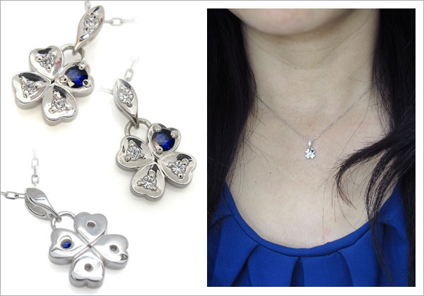 誕生石,四つ葉,ネックレス