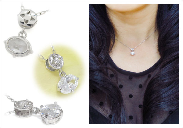 オーバル ペンダント 大粒 キュービックジルコニア