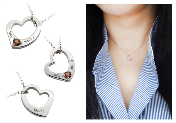 ハートモチーフベビーリングネックレス