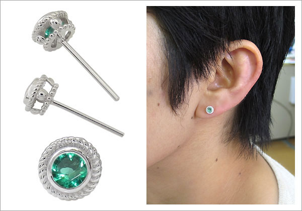 エメラルド,アンティーク,ピアス