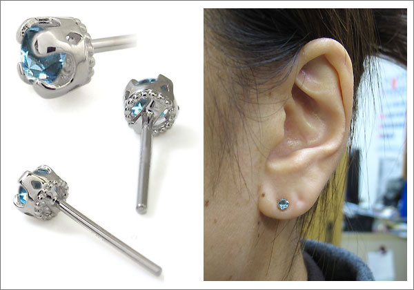 一粒 ピアス ブルートパーズ