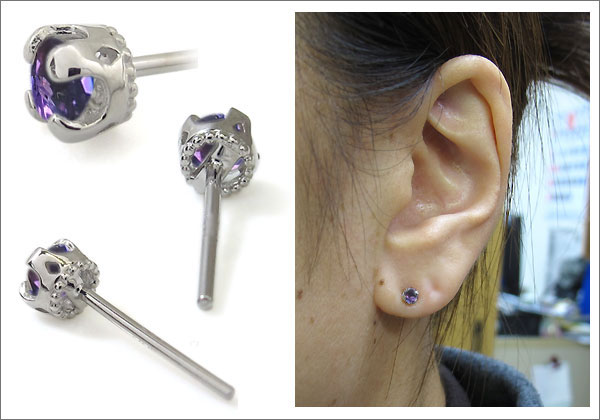 プラチナ ピアス アメジスト