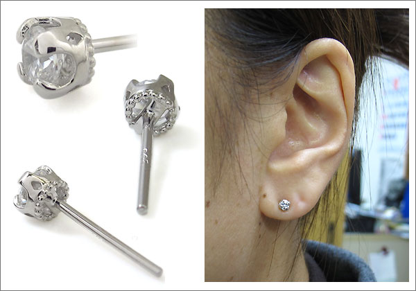 一粒 ピアス ダイヤモンド