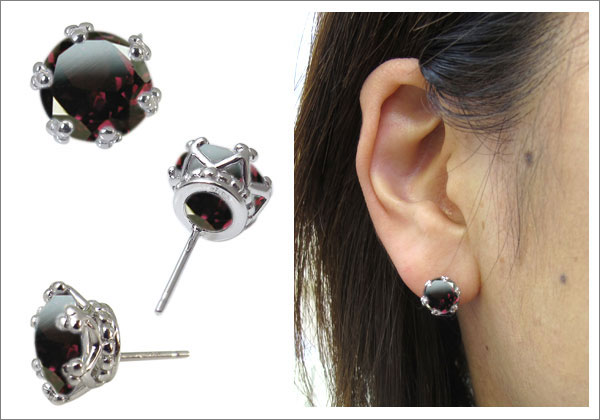 プラチナ 王冠 ピアス 