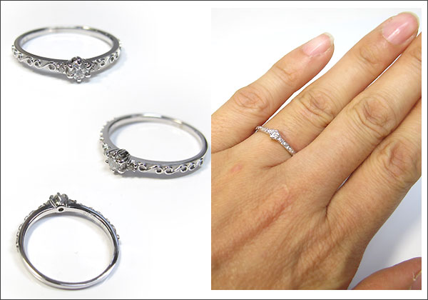 ピンキーリング エメラルドリング 指輪 K18WG