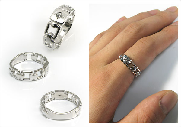 シルバー・チェーンリング・ダイヤモンド・SV・指輪