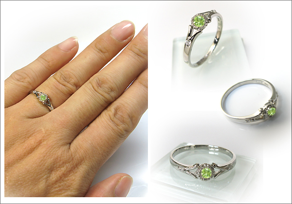 婚約指輪・プラチナ・リング・ペリドット・エンゲージリング