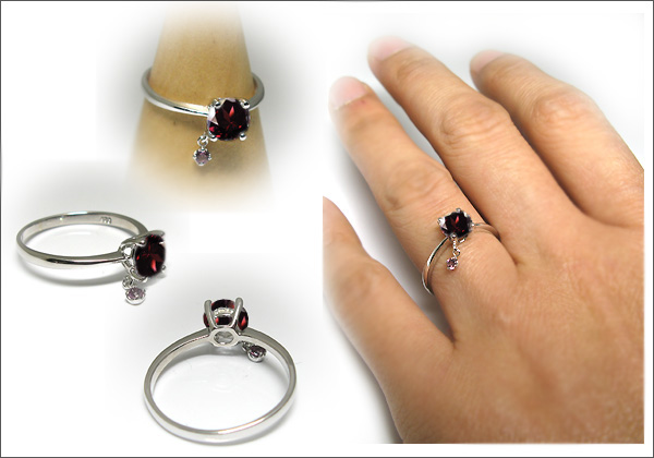 ロードライトガーネット チャーム リング