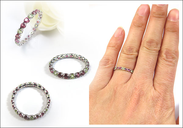 フルエタニティリング ペリドット ピンクトルマリン