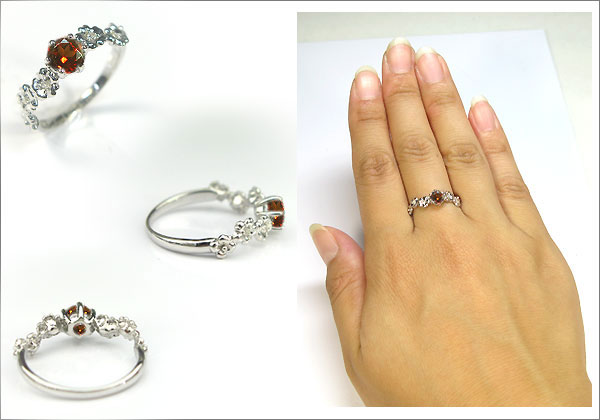 婚約指輪:ガーネット:リング:K10:大粒:エンゲージリング