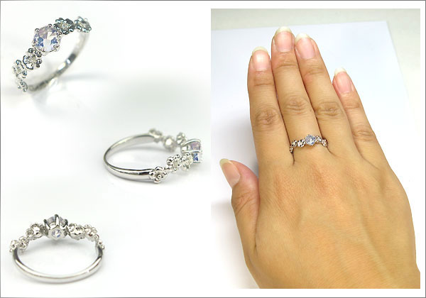 婚約指輪:ロイヤルブルームーンストーン:リング:K10:大粒:エンゲージリング