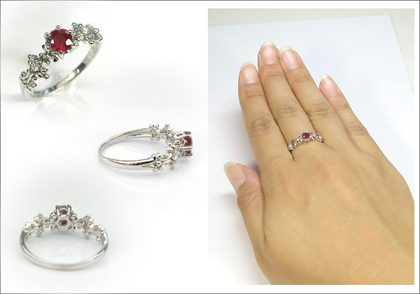 婚約指輪:ルビー:リング:K10:大粒:エンゲージリング